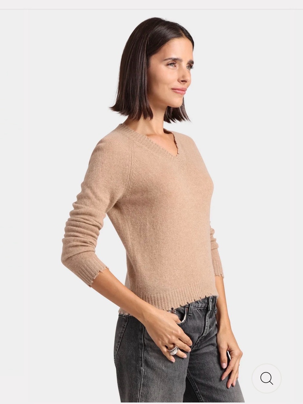 MINNIE ROSE Distressed Cashmere Sweater L